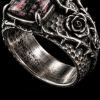 QINEANLA™ Thorn & Rose — Rhodonite Gothic Ring