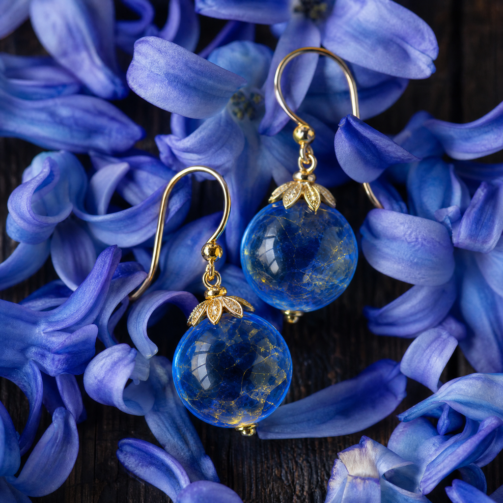 QINEANLA™ Azure Storm — Blue Lightning Orb Earrings