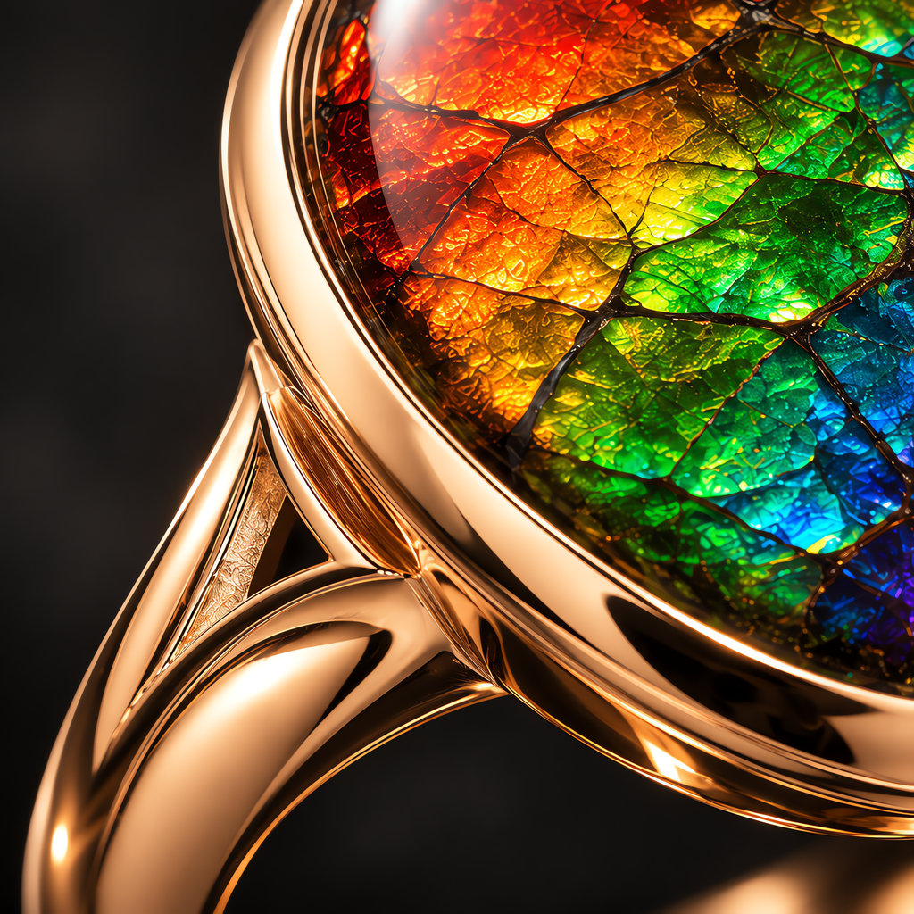 QINEANLA™ Prism — Ammolite Rainbow Rin
