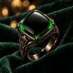 QINEANLA™ Emerald Realm — Green Cabochon Baroque Ring