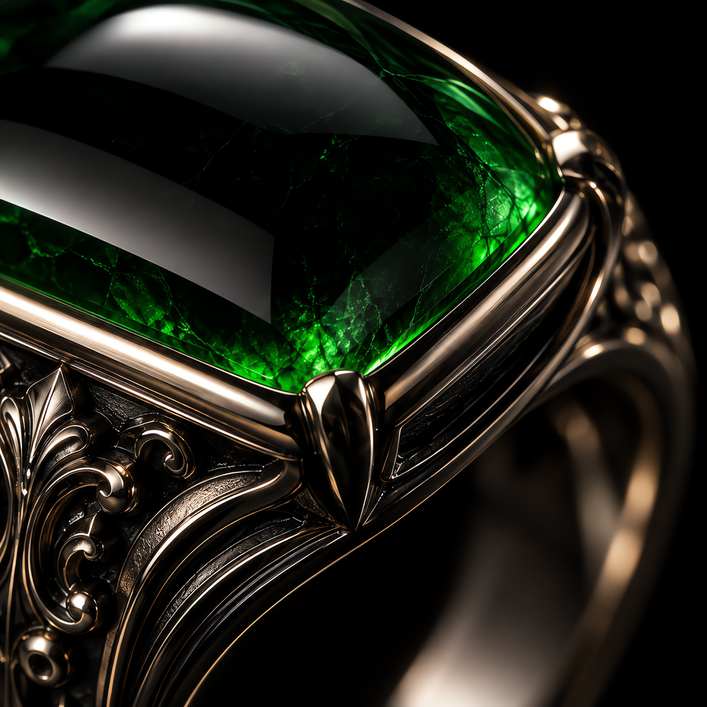 QINEANLA™ Emerald Realm — Green Cabochon Baroque Ring