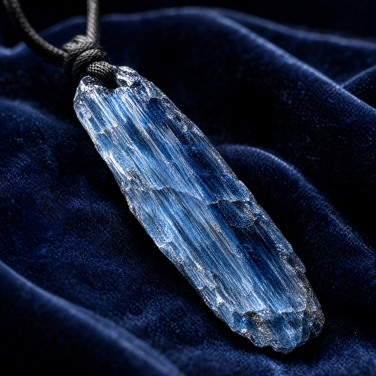 QINEANLA™ Deep Current — Raw Kyanite Pendant