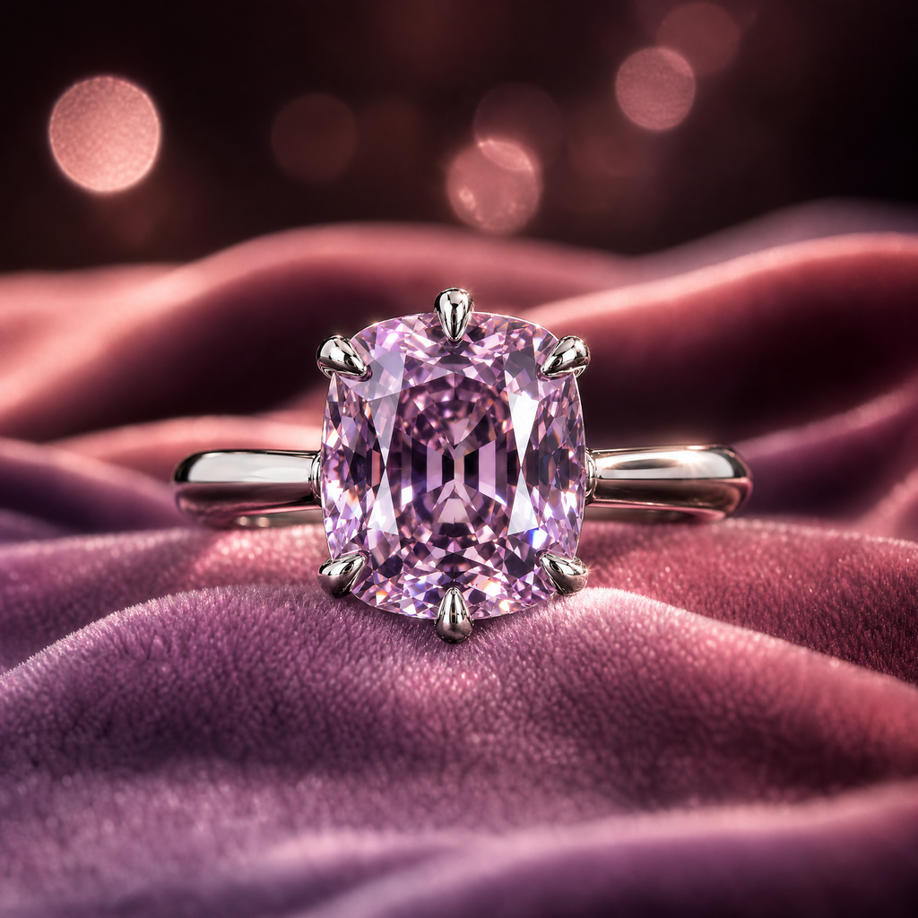 QINEANLA™ Rose Whisper — Cushion Cut Pink Ring