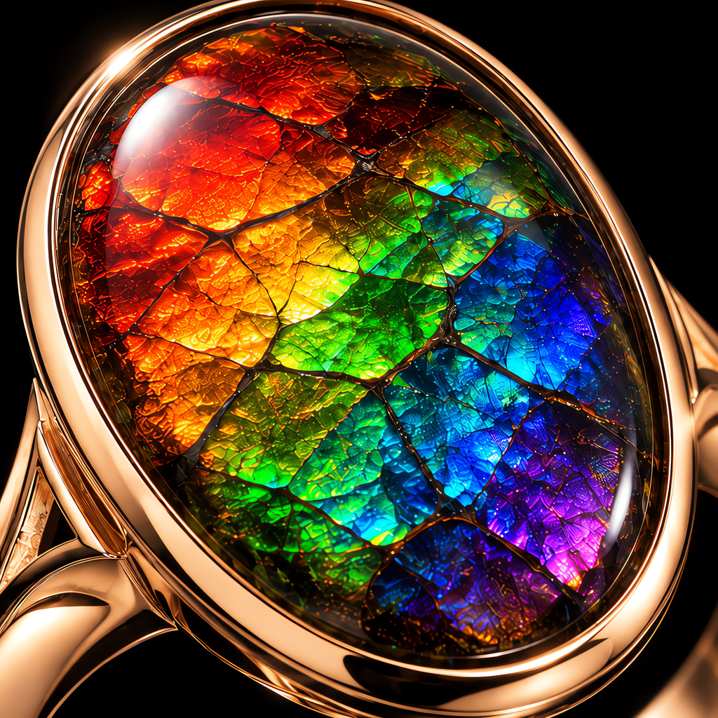 QINEANLA™ Prism — Ammolite Rainbow Rin