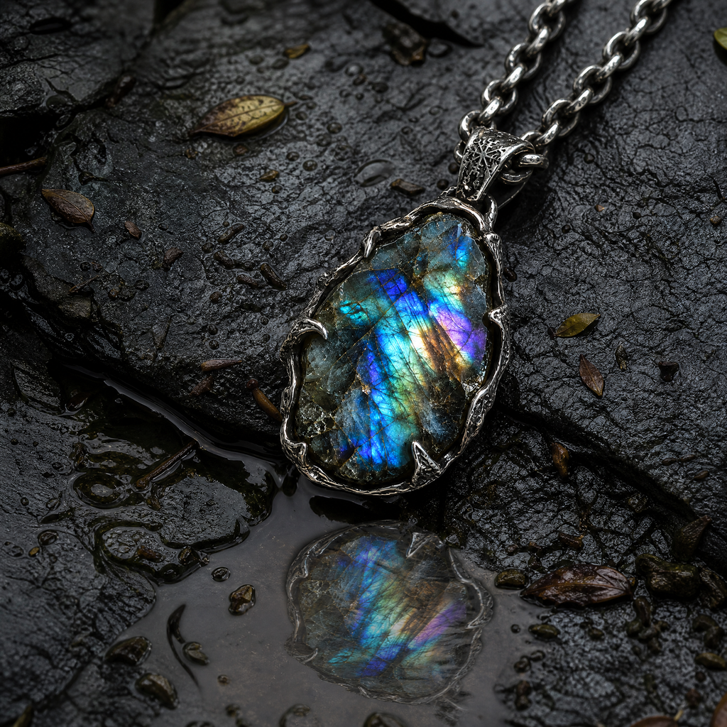 QINEANLA™ Aurora Bound — Labradorite Viking Pendant