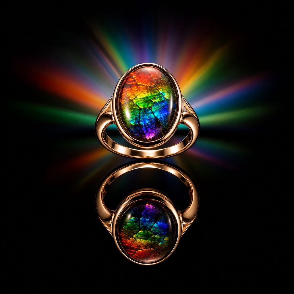 QINEANLA™ Prism — Ammolite Rainbow Rin