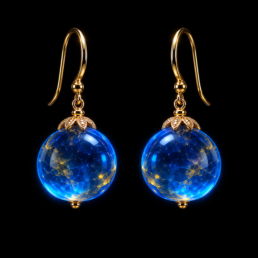 QINEANLA™ Azure Storm — Blue Lightning Orb Earrings