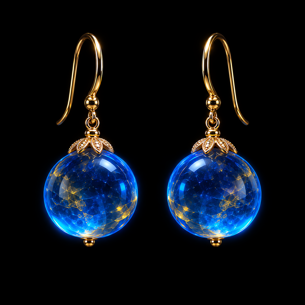 QINEANLA™ Azure Storm — Blue Lightning Orb Earrings