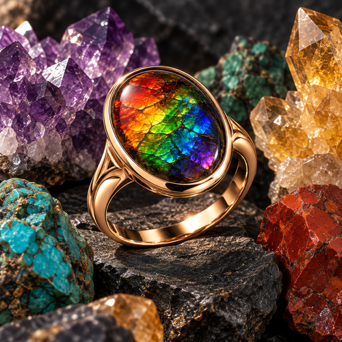 QINEANLA™ Prism — Ammolite Rainbow Rin