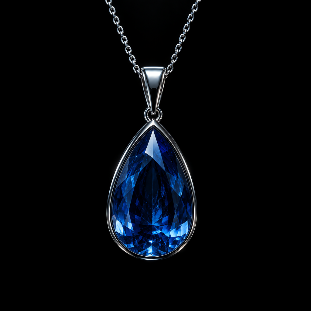 QINEANLA™ Ocean Tear — Pear-Cut Sapphire Pendant