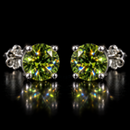 QINEANLA™ Forest Dew — Peridot Green Stud Earrings