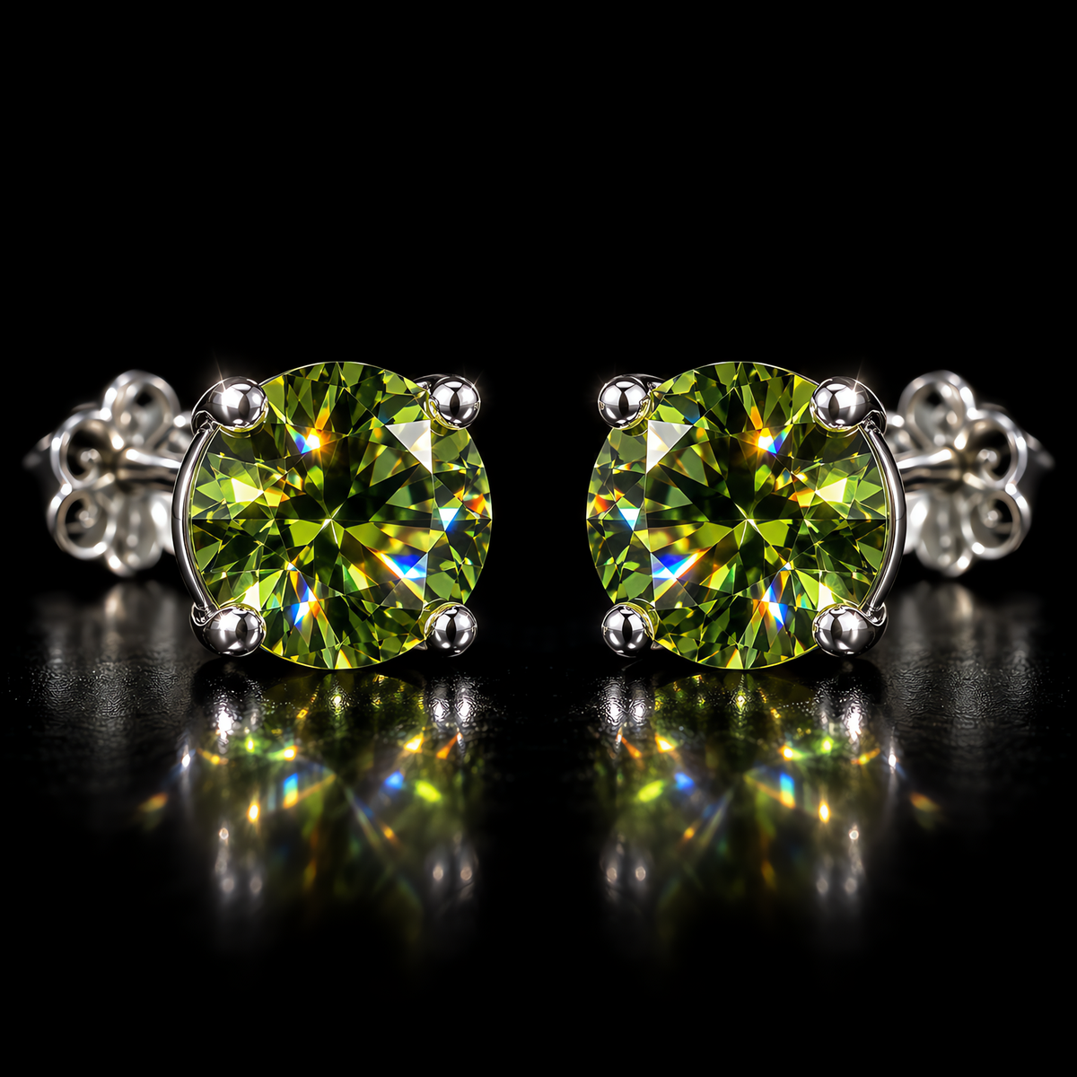 QINEANLA™ Forest Dew — Peridot Green Stud Earrings