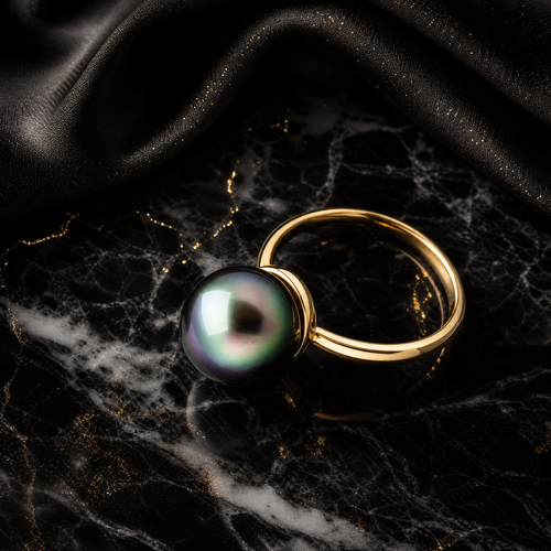 QINEANLA™ Pacific Noir — Tahitian Black Pearl Ring