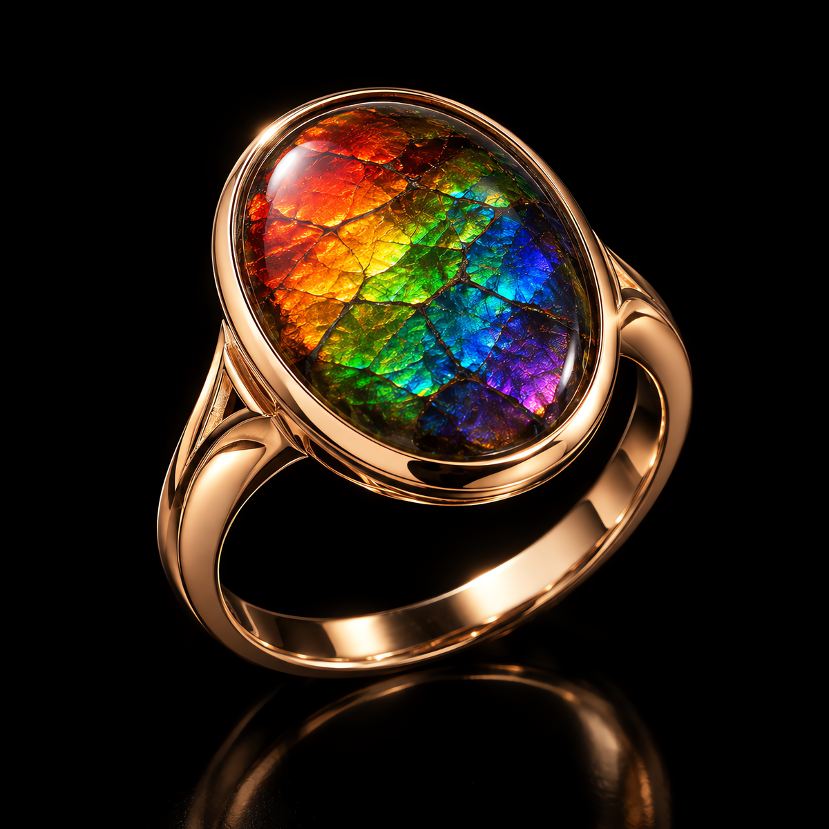 QINEANLA™ Prism — Ammolite Rainbow Rin