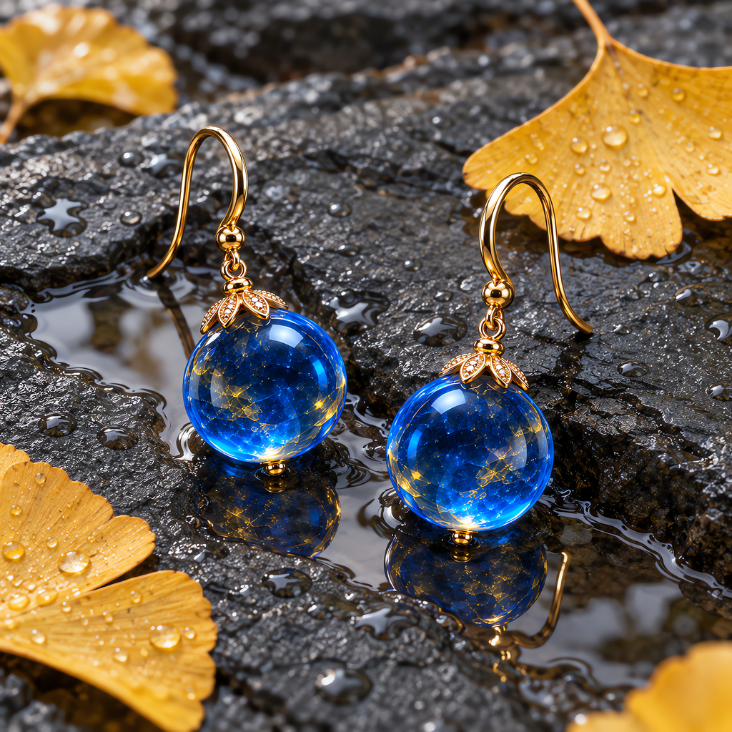 QINEANLA™ Azure Storm — Blue Lightning Orb Earrings