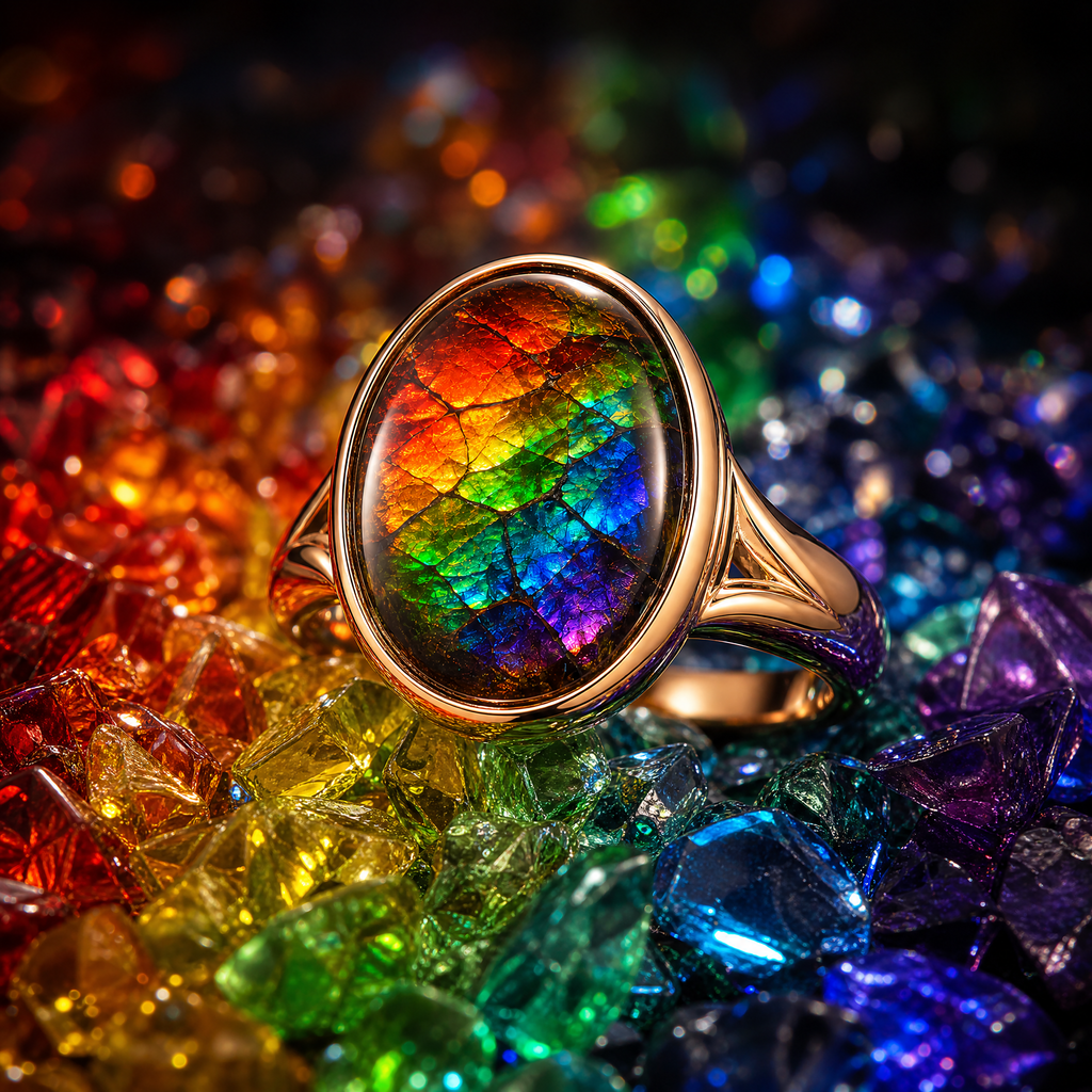 QINEANLA™ Prism — Ammolite Rainbow Rin