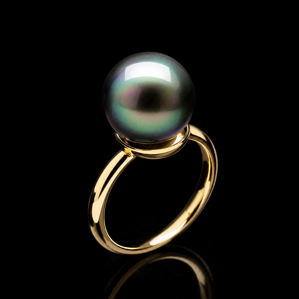 QINEANLA™ Pacific Noir — Tahitian Black Pearl Ring