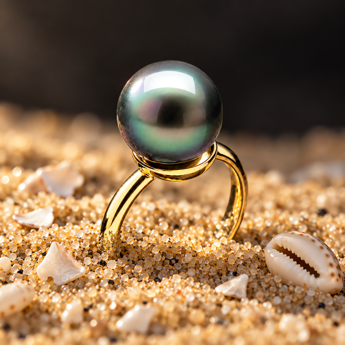 QINEANLA™ Pacific Noir — Tahitian Black Pearl Ring