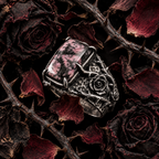 QINEANLA™ Thorn & Rose — Rhodonite Gothic Ring