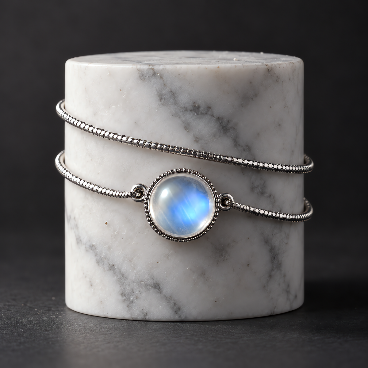 QINEANLA™ Moonlit — Moonstone Silver Bracelet