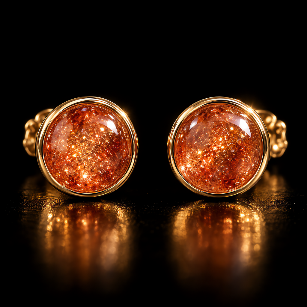 QINEANLA™ Golden Hour — Sunstone Stud Earrings
